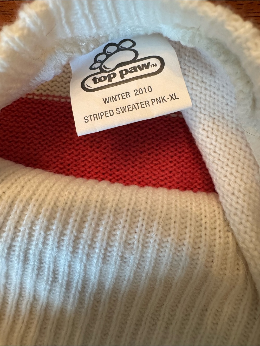 Top Paw Cream and Pink Striped Dog Sweater